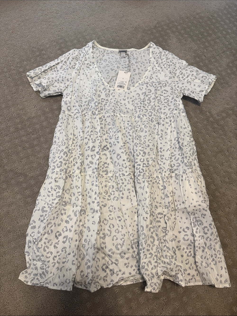 Lightweight White Tiered Dress with Subtle Print